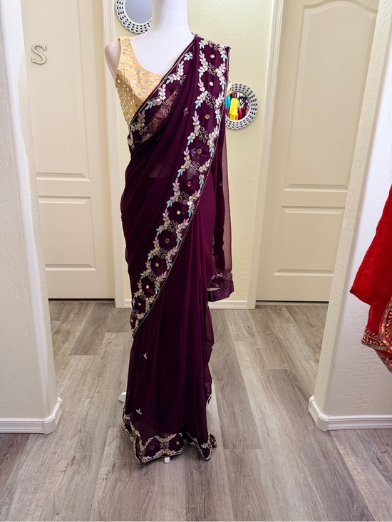 Other - Wine color saree with blouse
